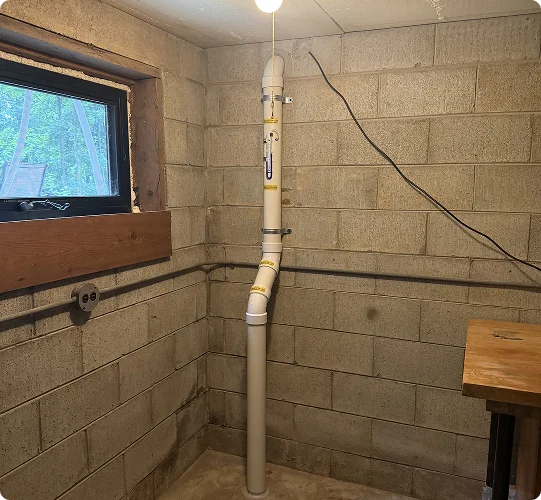 basement radon mitigation pipe installation