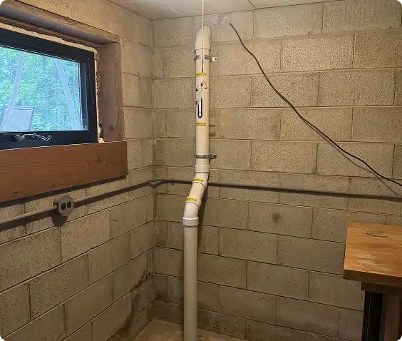 basement radon mitigation pipe