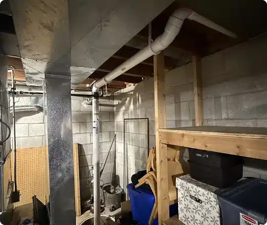 basement radon pipe installation