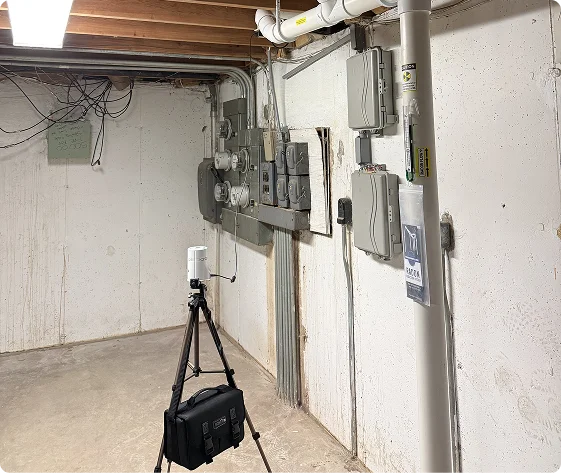 basement radon testing setup 1
