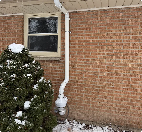 brick home radon mitigation system winter