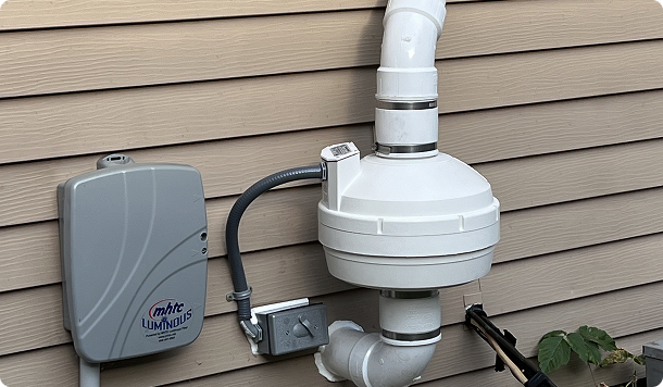 exterior radon mitigation fan installation