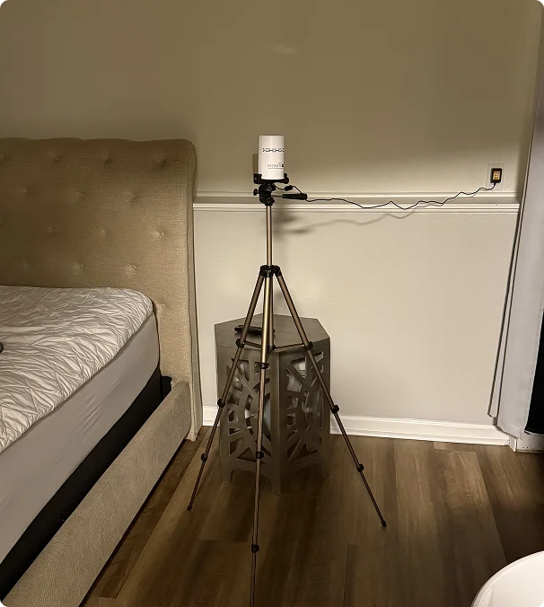 radon testing device bedroom