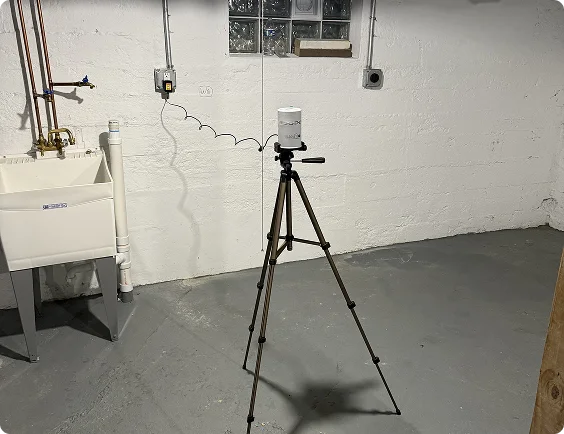 radon testing device home basement